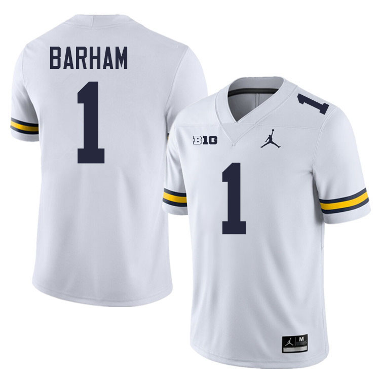 Jaishawn Barham Michigan Jersey,Michigan Wolverines #1 Jaishawn Barham Jersey Youth-White